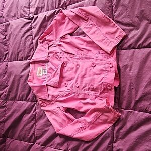 Lightweight Barbie pink cotton Guess waist length double breasted jacket size M